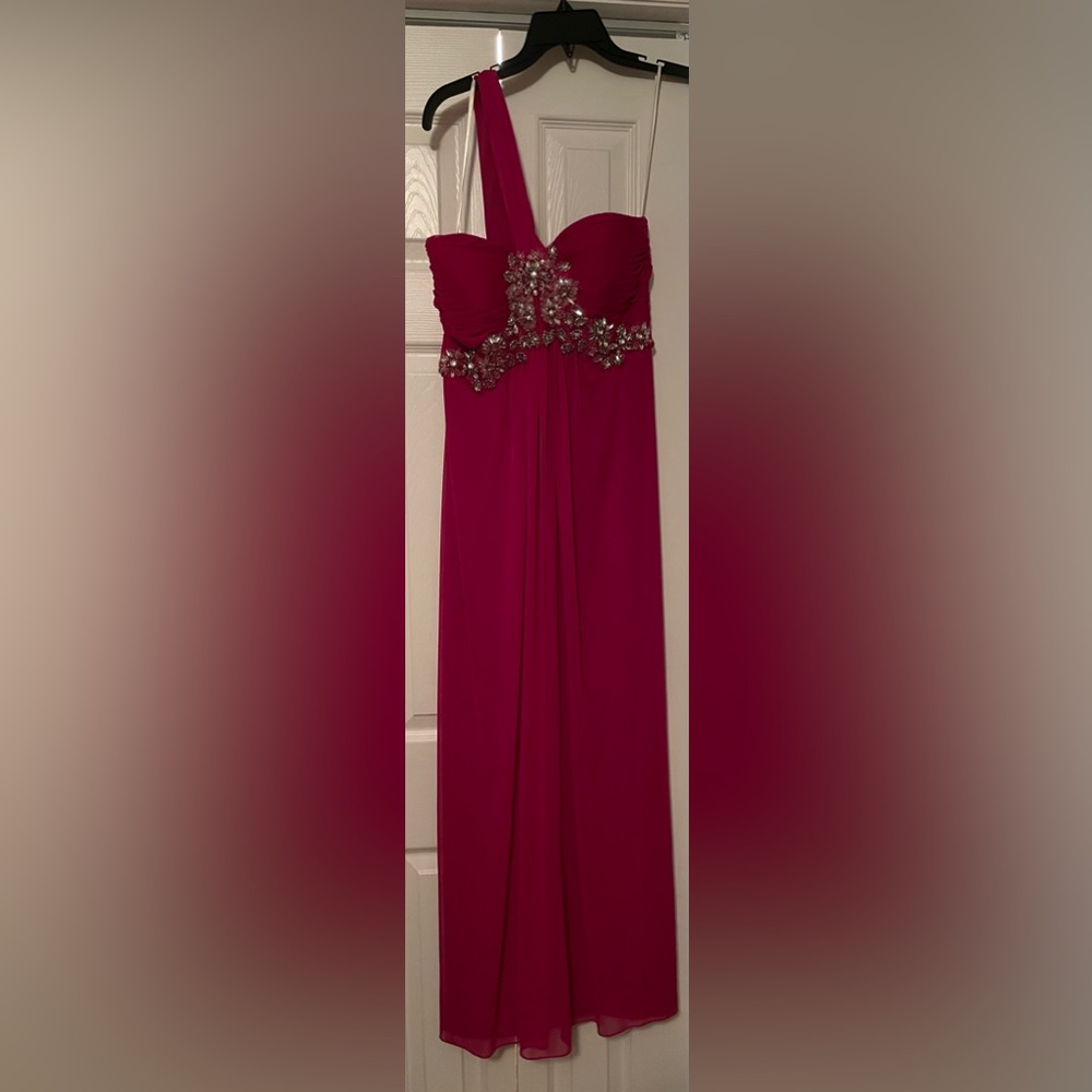 Prom dress fuchsia pink jewels size 10 petite
